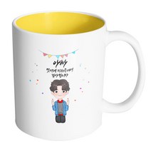 핸드팩토리 양손하트멋쟁이소년 아빠 멋지게 키워주셔서 감사합니다 머그컵, 내부 옐로우, 1개