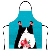 리빙팝 러블리고양이 일러스트 앞치마, A8, 1개