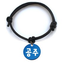 펫츠룩 굿모닝 블랙 반려동물 목걸이 S + 알미늄원형 팬던트 M, 블루(공주), 1개