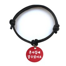 펫츠룩 굿모닝 블랙 반려동물 목걸이 M + 알미늄 원형 팬던트 S, 레드(혼자집에갈수있어요), 1개