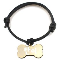 펫츠룩 굿모닝 블랙 반려동물 목걸이 M + 메탈뼈다귀형 팬던트 M, 골드(탄이), 1개