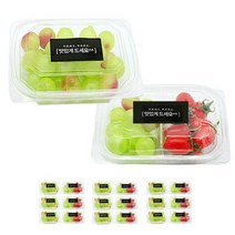 도나앤데코 미니 사각 샐러드 투명 일회용 용기 한칸 10p + 두칸 10p + 검정 스티커 맛있게드세요 20p, 1세트