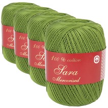 사라 레이스 태팅 뜨개실 4p, 385 올리브