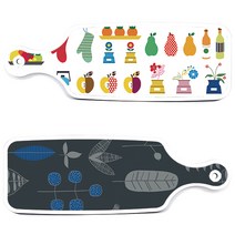 로엠디자인 클립아트과일 서빙 도마 보드 2p 세트, 감색나무라인, 1세트