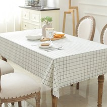 마켓감성 고급체크 방수식탁보, 화이트격자, 120 x 120cm
