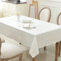 마켓감성 고급체크 방수식탁보, 베이지격자, 120 x 170cm