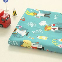 마이클밀러 코튼 애니멀 랩 패브릭원단, 민트블루