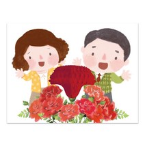 유리컴 허니콤 감사카드 부모님, 레드, 1개