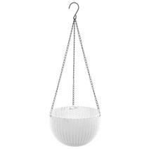 마켓감성 고급라탄무늬 행잉 화분걸이, 화이트