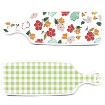 로엠디자인 서빙 도마 보드 2p 체크파스텔그린 세트, 체크파스텔그린, floral 목련 패턴, 1세트