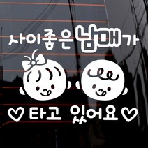 제제데코 자동차 스티커 사이좋은 남매 올리브, 화이트, 1개