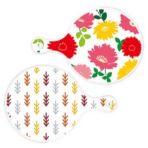Loem 국화핑크화이트 원형 서빙 도마 2p 세트, 국화핑크화이트, 소나무화이트, 1세트