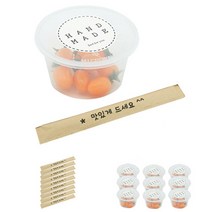 도나앤데코 PP내열 원형용기 일회용 도시락 450ml 10p + 핸드메이드 빅원형 스티커 화이트 10p + 크라프트 대나무 젓가락 맛있게 드세요 10p, 1세트