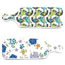 로엠디자인 서빙 도마 보드 2p 로맨틱 블루 floral 화이트 세트, 로맨틱 블루 floral 화이트, 버드, 1세트