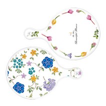 로엠디자인 서빙 원형 도마 보드 2p 로맨틱패턴플라워라인 세트, 로맨틱패턴플라워라인, 로맨틱블루floral화이트, 1세트