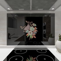 웰룸 주방아트보드 L 855 x 600 mm 퀸즈플라워, 블랙, 1개