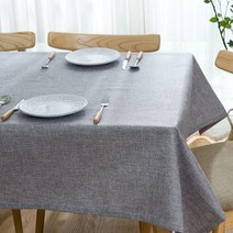 마켓감성 고급 린넨 테이블보, 그레이, 110 x 110cm