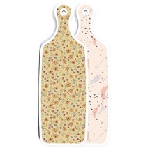 로엠디자인 양면 서빙 도마, 패턴자국, 자황색플라워, 1개