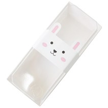 황씨네도시락 샌드직사각 화이트 일회용 도시락 용기 10p + 토끼띠지 10p, 1세트, 10개
