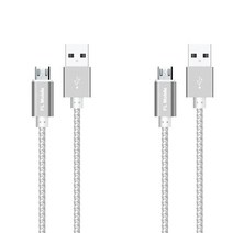 FORLG Mobile 메탈 5핀 데이터 케이블 2m, SILVER, 2개입