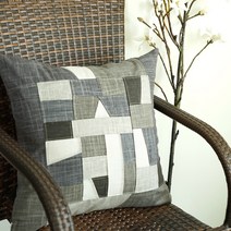 나비손길 린넨 쌈솔조각보 쿠션 방석 커버 A