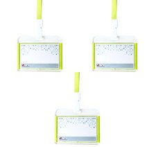 빅드림 6027 아크릴ID 사원증 카드홀더 명찰 + 끈 세트 가로형, 라이트그린(카드홀더), 옐로우(끈), 3세트