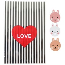 황씨네도시락 하트 속포장봉투 블랙 100p + 토끼 스티커 100p, 1세트
