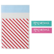 황씨네도시락 접착 스트라이프 봉투 레드 30p + 스티커 캘리 맛있게 드세요 핑크 15p + 민트 15p, 1세트
