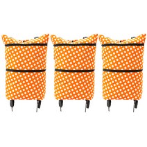 앤티스 주방용품 휴대용 바퀴 쇼핑 카트, 도트 주황, 3개