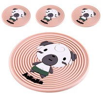 블럭마트 실리콘 컵받침 4p, 강아지