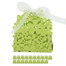 도나앤데코 플라워 펀칭 답례품 상자 20p + 리본 20p, 연두(상자), 화이트(리본), 1세트