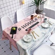 슈퍼식스 린넨 방수 식탁보, 투톤 대리석, 140 x 140 cm