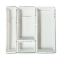 플라스틱 블록 길이조절 수납정리함 4p 세트, 1세트, 화이트