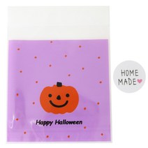 황씨네도시락 접착 해피 할로윈 호박 쿠키봉투 대 50p + 홈메이드 하트 스티커 소 50p, 1세트