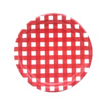 파티피아 일회용접시 체크무늬 레드 23cm, 6개입, 3개