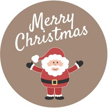스티키데코 크리스마스 스티커 산타 메리 크리스마스, 브라운, 24개입