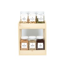 생활만 사각500 잡곡통 화이트캡 6p +모던리프 잡곡통라벨 땅콩 외 19종 + 2단 잡곡통 우드선반 중
