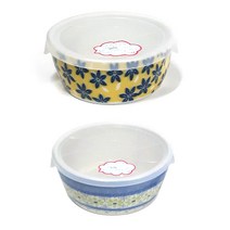 폴스카 로얄아리따 아와사카 찬통 S 옐로 몸통 + 뚜껑 + 그린플라워 몸통 + 뚜껑, 1세트, 4p