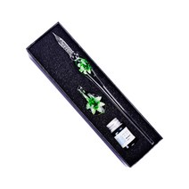 미니제이드 크리스탈 유리 펜 & 홀더 잉크 세트, 그린