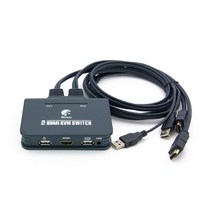 컴스 2포트 HDMI KVM 스위치 2대1 케이블 연결형, 1개