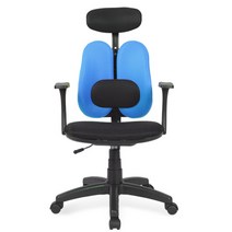 청심의자 휴먼C형 요추헤더형 우레탄바퀴 메쉬원단 의자, 블루