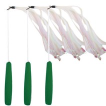 아이엠 고양이 파다닥 힐링 2단 낚시대 반짝이투명리본, Green, 3개입