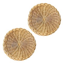 마켓피오 라운드 밀짚 식탁매트 코스터 2p, 혼합 색상, 13cm