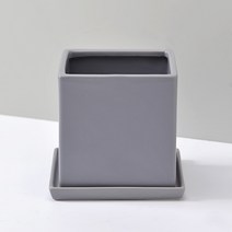 가꾸지오 무광택사각화분 + 받침 18SM, 그레이