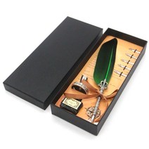 신원 푸에르 만년필 깃털펜 세트, 1.0mm, 그린