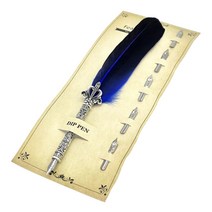 신원 깃털 딥펜   펜촉 세트, 0.5mm, 블루