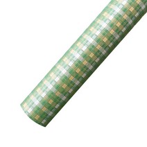 포포팬시 체크 크라프트 포장지 10m, 그린, 1개