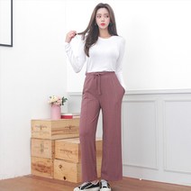 잘빠진 여성용 골지 와이드 밴딩팬츠 0215