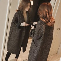 루나걸 레이디스 진주코사지 체크 코트