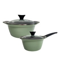 리빙온 바씨코 세라믹 냄비 2종 세트, 혼합색상, 냄비 편수 18cm + 양수 20cm
